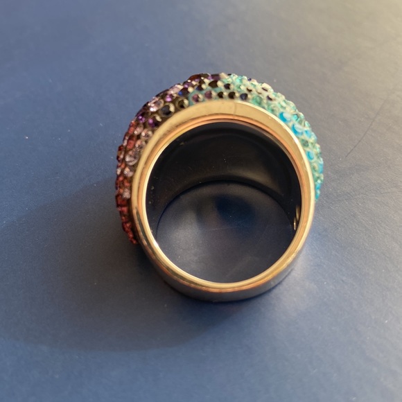 Swarovski Chic Purple Blue Large Statement Bauble Fashion Ring - Picture 9 of 16